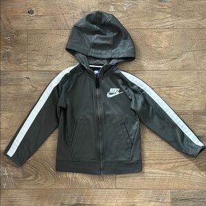Nike Youth Boys Jacket Hooded Gray Sz 6 Swoosh Full Zip
